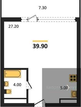 Студия квартира, вторичка, 40м2, 5/15 этаж