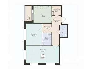 2-к квартира, вторичка, 67м2, 6/12 этаж