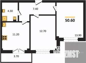 2-к квартира, вторичка, 51м2, 1/15 этаж