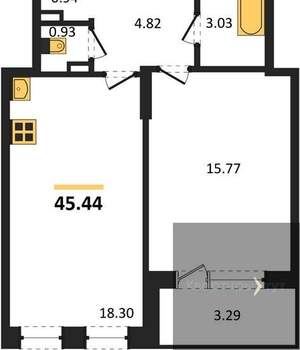 1-к квартира, вторичка, 45м2, 11/24 этаж