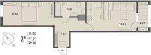 1-к квартира, вторичка, 49м2, 5/18 этаж