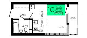 Студия квартира, вторичка, 27м2, 5/9 этаж