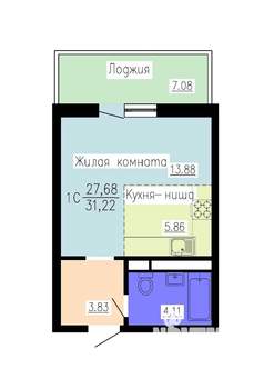 Студия квартира, вторичка, 31м2, 8/16 этаж