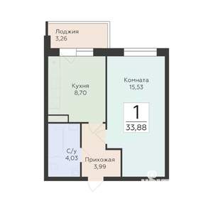 1-к квартира, вторичка, 34м2, 10/19 этаж
