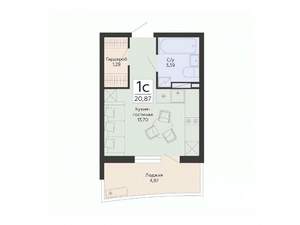 Студия квартира, строящийся дом, 21м2, 4/13 этаж