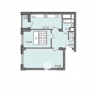 2-к квартира, строящийся дом, 62м2, 11/13 этаж