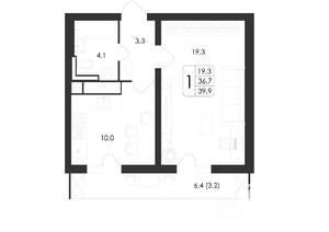 1-к квартира, вторичка, 40м2, 18/19 этаж