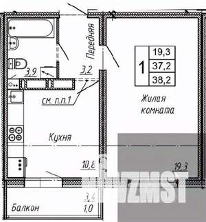1-к квартира, вторичка, 38м2, 7/17 этаж