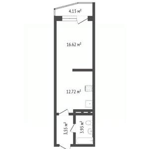 Студия квартира, вторичка, 29м2, 5/19 этаж