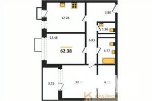 2-к квартира, вторичка, 62м2, 16/21 этаж