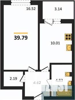 1-к квартира, вторичка, 40м2, 2/18 этаж