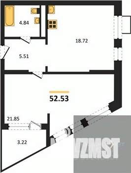 1-к квартира, вторичка, 53м2, 3/21 этаж