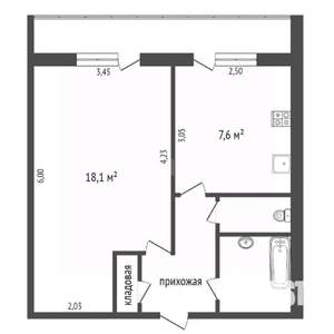 1-к квартира, вторичка, 35м2, 9/9 этаж