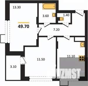 2-к квартира, вторичка, 50м2, 7/13 этаж
