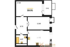2-к квартира, вторичка, 60м2, 18/21 этаж