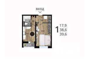 1-к квартира, строящийся дом, 40м2, 3/15 этаж