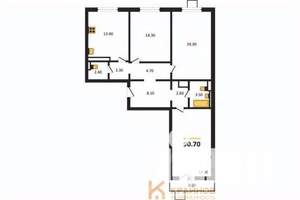 3-к квартира, вторичка, 91м2, 8/17 этаж