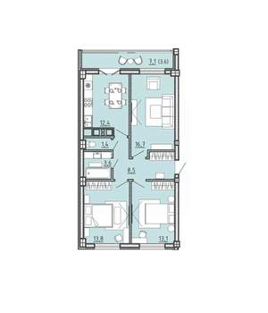 3-к квартира, вторичка, 73м2, 6/15 этаж