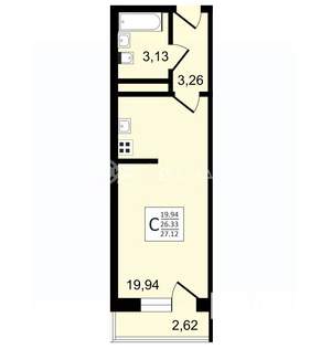 Студия квартира, строящийся дом, 27м2, 22/27 этаж