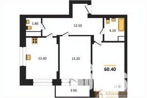 2-к квартира, вторичка, 60м2, 7/13 этаж