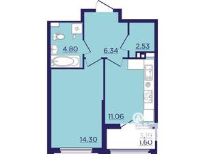 1-к квартира, вторичка, 41м2, 4/18 этаж