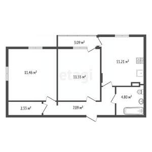 2-к квартира, вторичка, 50м2, 4/20 этаж