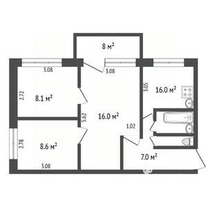 3-к квартира, вторичка, 47м2, 5/5 этаж