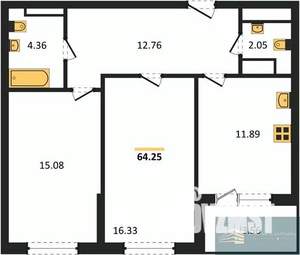 2-к квартира, вторичка, 64м2, 13/18 этаж