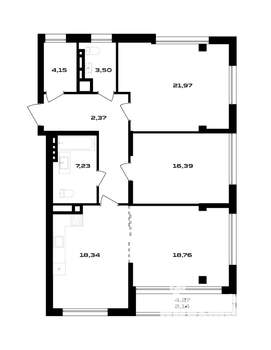 3-к квартира, вторичка, 103м2, 2/4 этаж
