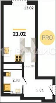 Студия квартира, строящийся дом, 21м2, 24/27 этаж