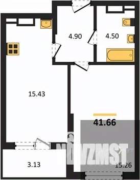 1-к квартира, вторичка, 42м2, 10/22 этаж