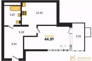 1-к квартира, вторичка, 45м2, 17/21 этаж