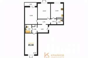 3-к квартира, вторичка, 86м2, 17/17 этаж