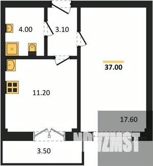 1-к квартира, вторичка, 37м2, 10/15 этаж