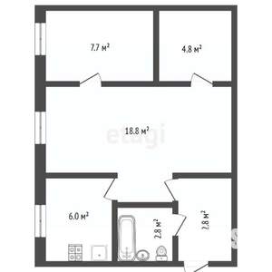 2-к квартира, вторичка, 43м2, 1/5 этаж