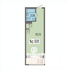 1-к квартира, строящийся дом, 25м2, 14/18 этаж