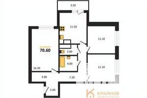 3-к квартира, вторичка, 71м2, 18/25 этаж