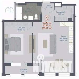 2-к квартира, вторичка, 73м2, 10/11 этаж