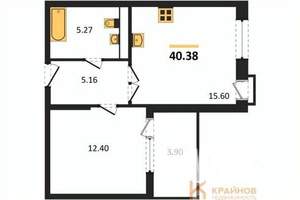 1-к квартира, сданный дом, 40м2, 11/21 этаж