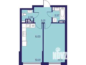 1-к квартира, строящийся дом, 44м2, 10/18 этаж