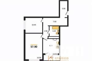 2-к квартира, вторичка, 58м2, 22/25 этаж