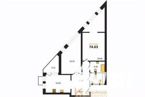 2-к квартира, вторичка, 75м2, 7/21 этаж