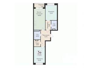 3-к квартира, вторичка, 73м2, 4/12 этаж