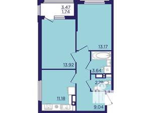 2-к квартира, вторичка, 55м2, 10/18 этаж