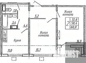 2-к квартира, вторичка, 60м2, 7/19 этаж