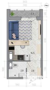 Студия квартира, вторичка, 21м2, 18/18 этаж