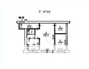 2-к квартира, вторичка, 45м2, 2/5 этаж