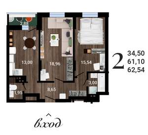 2-к квартира, строящийся дом, 63м2, 9/27 этаж