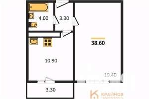 1-к квартира, сданный дом, 39м2, 16/17 этаж