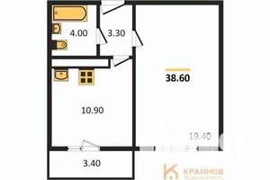 1-к квартира, сданный дом, 39м2, 4/17 этаж